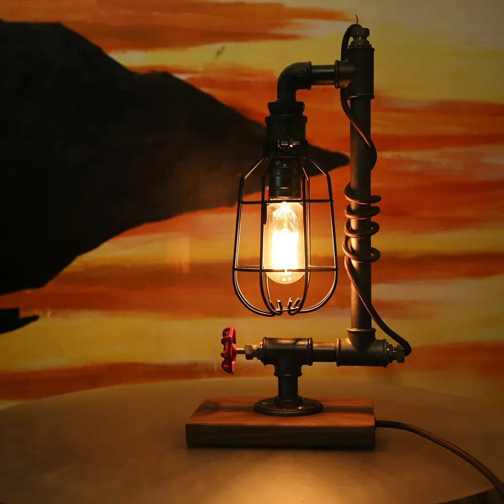 Rustic Industrial Edison Steampunk Lamp with Switch