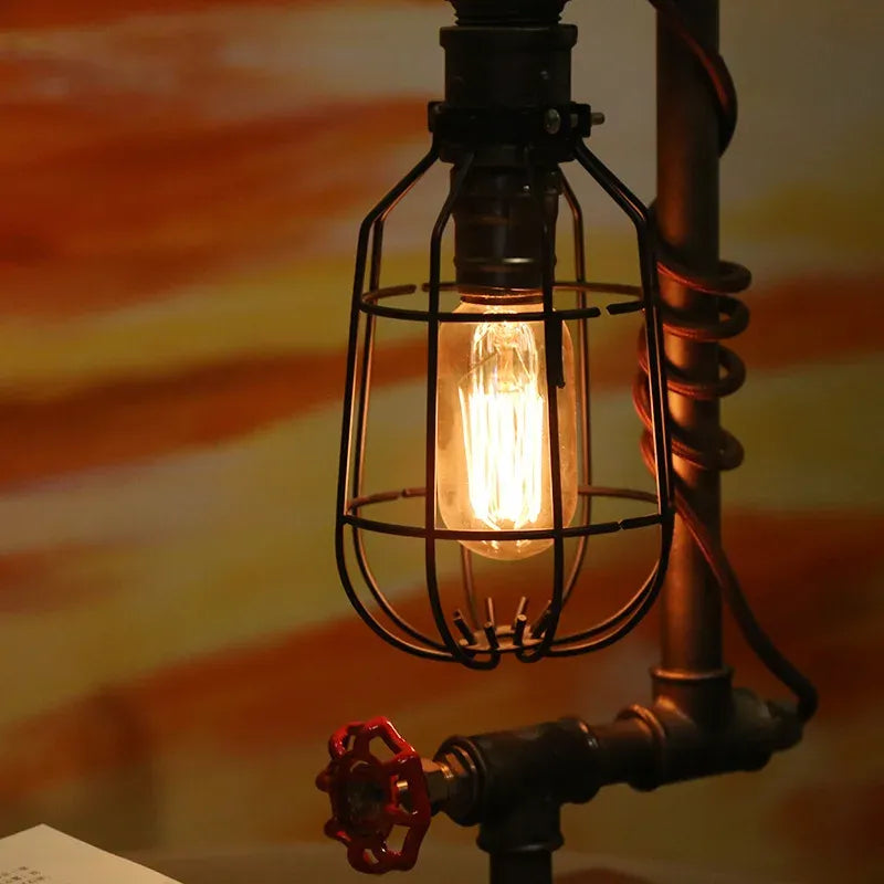 Rustic Industrial Edison Steampunk Lamp with Switch