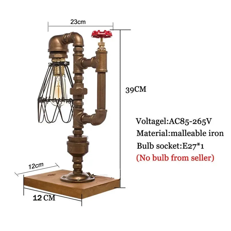 Retro Edison Steampunk Pipe Lamp