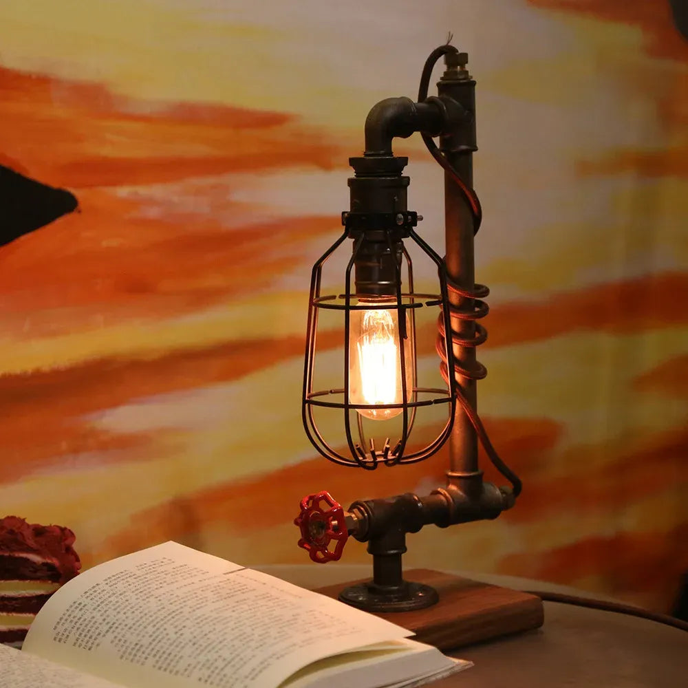 Rustic Industrial Edison Steampunk Lamp with Switch